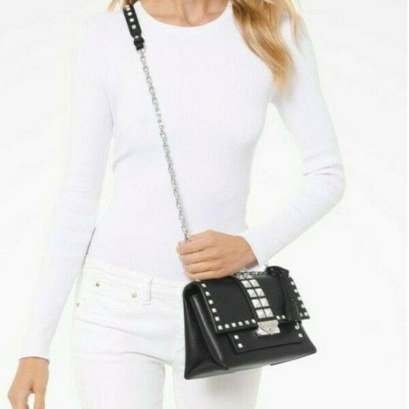 Michael Kors Black Studded Cece Crossbody Shoulder Bag - Picture 5 of 12